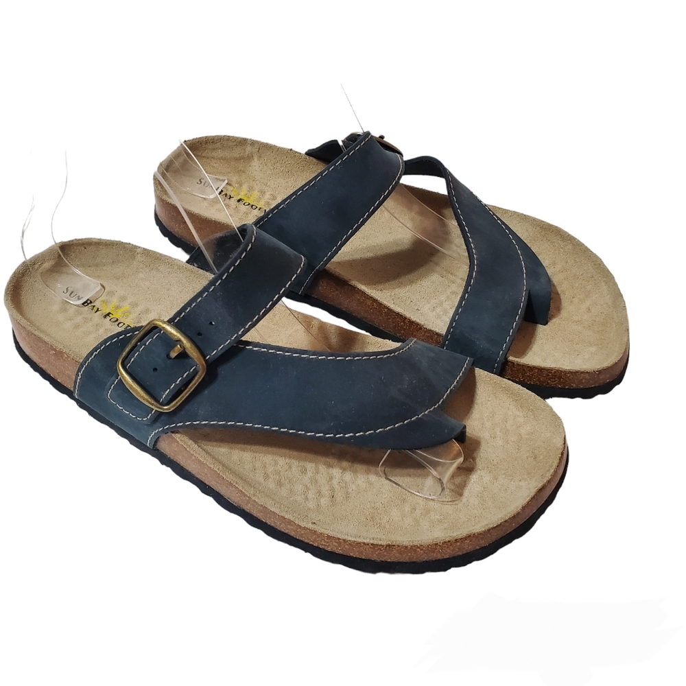 NEW SunBay Footwear Becky Blue Leather Sandal Size 9